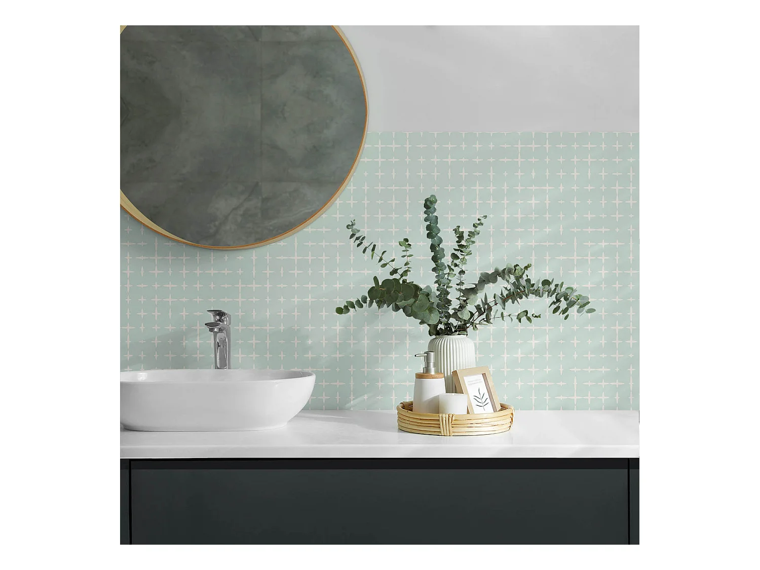 PVC wandpaneel, Vinyl wandverkleidung selbstklebend- 120x60 cm - Geometrie von Linien und Kreuzen