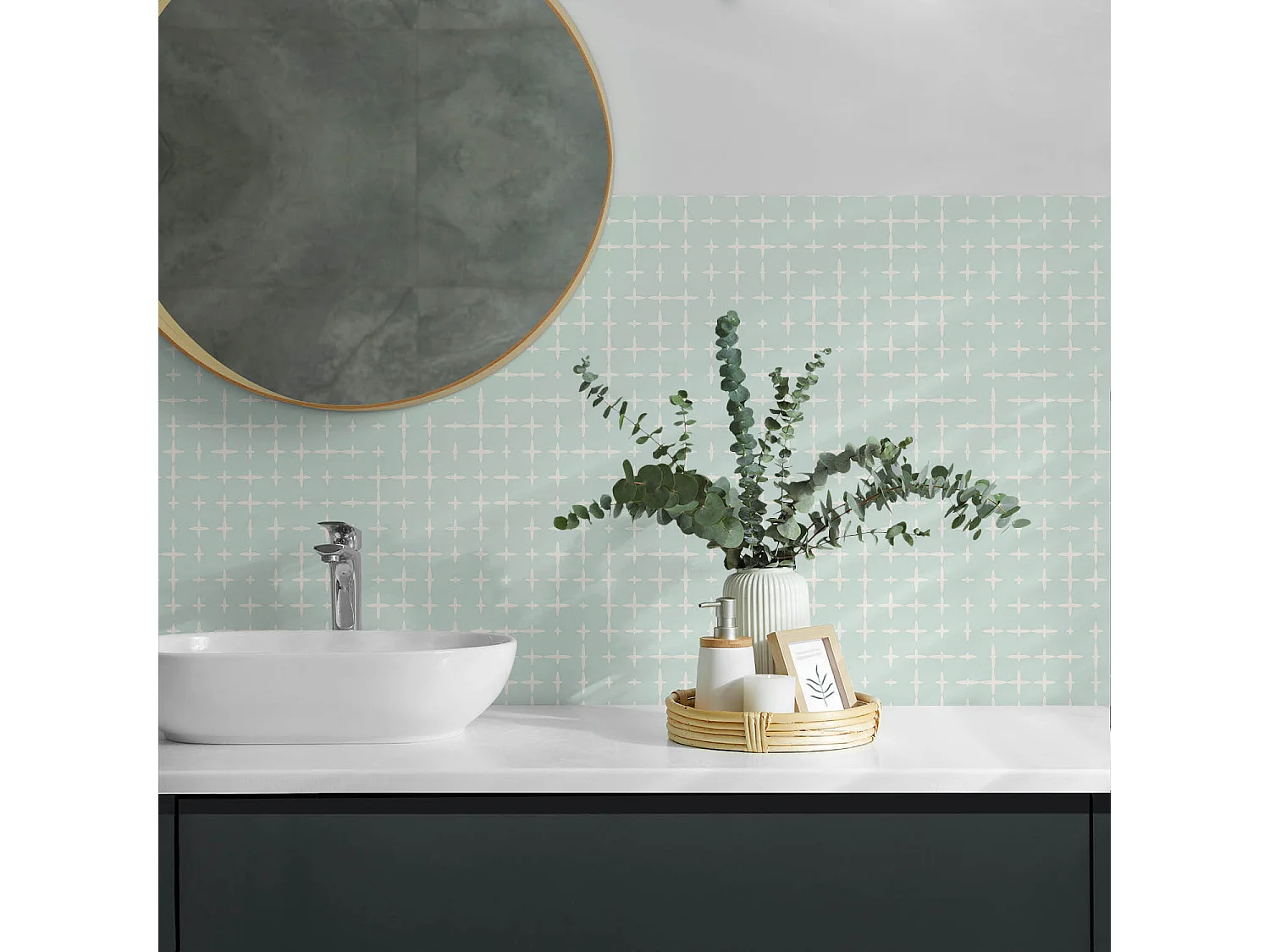 PVC wandpaneel, Vinyl wandverkleidung selbstklebend- 120x60 cm - Geometrie von Linien und Kreuzen