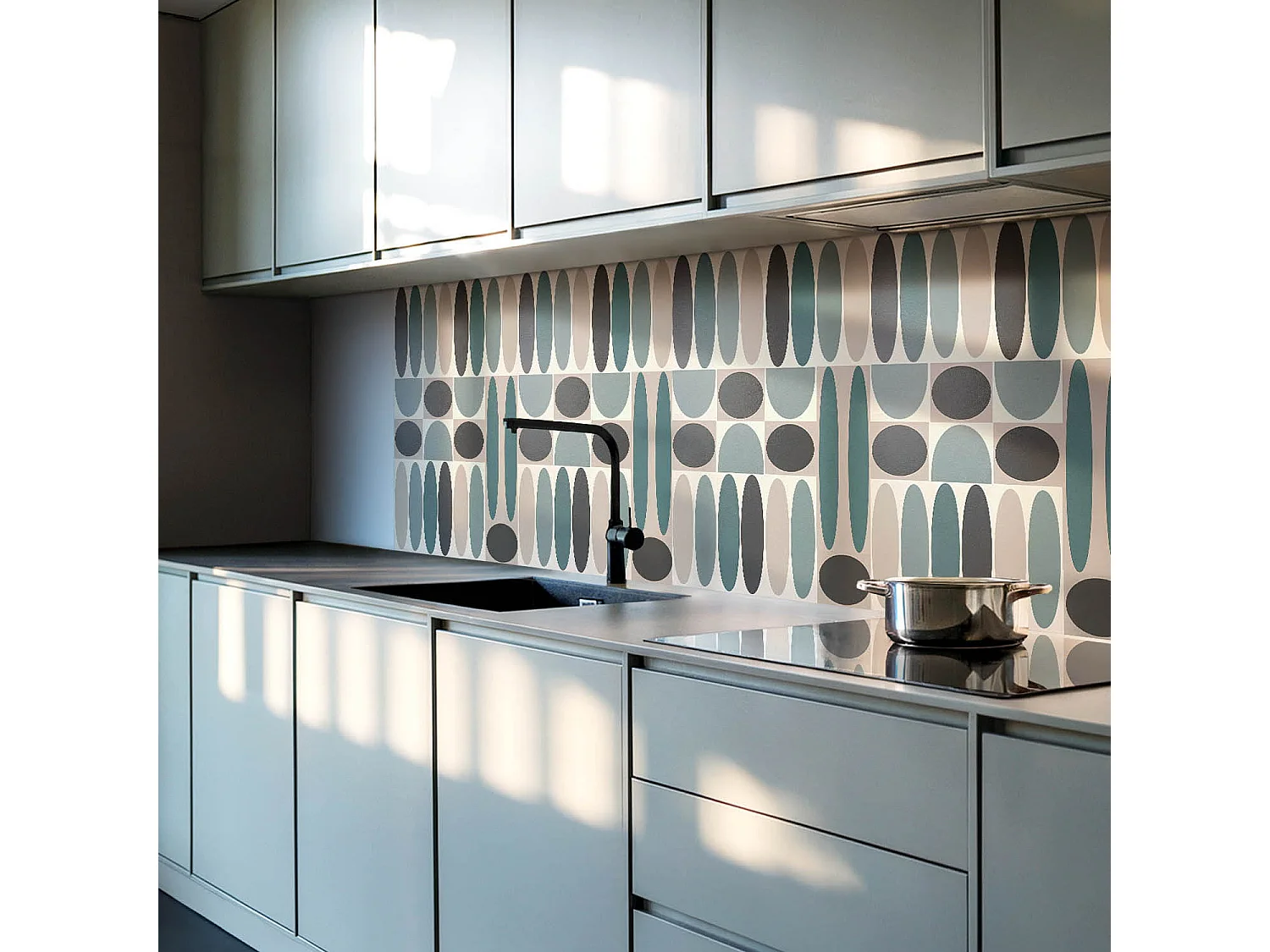 PVC wandpaneel, Vinyl wandverkleidung selbstklebend- 120x60 cm - Muster aus ovalen Formen