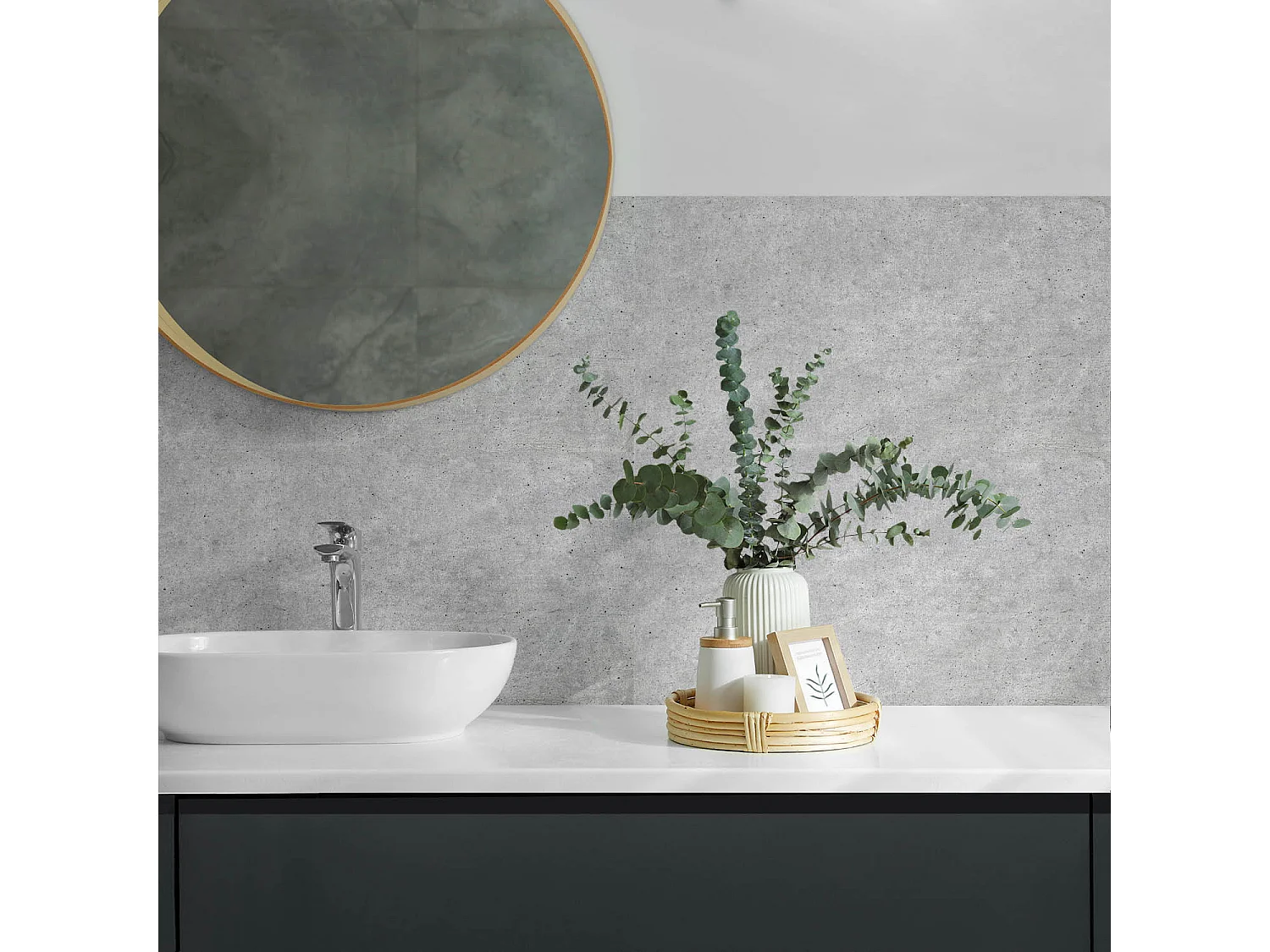 Panneaux muraux autocollants en vinyle imperméable - 6x60x30 cm - Texture de béton brut