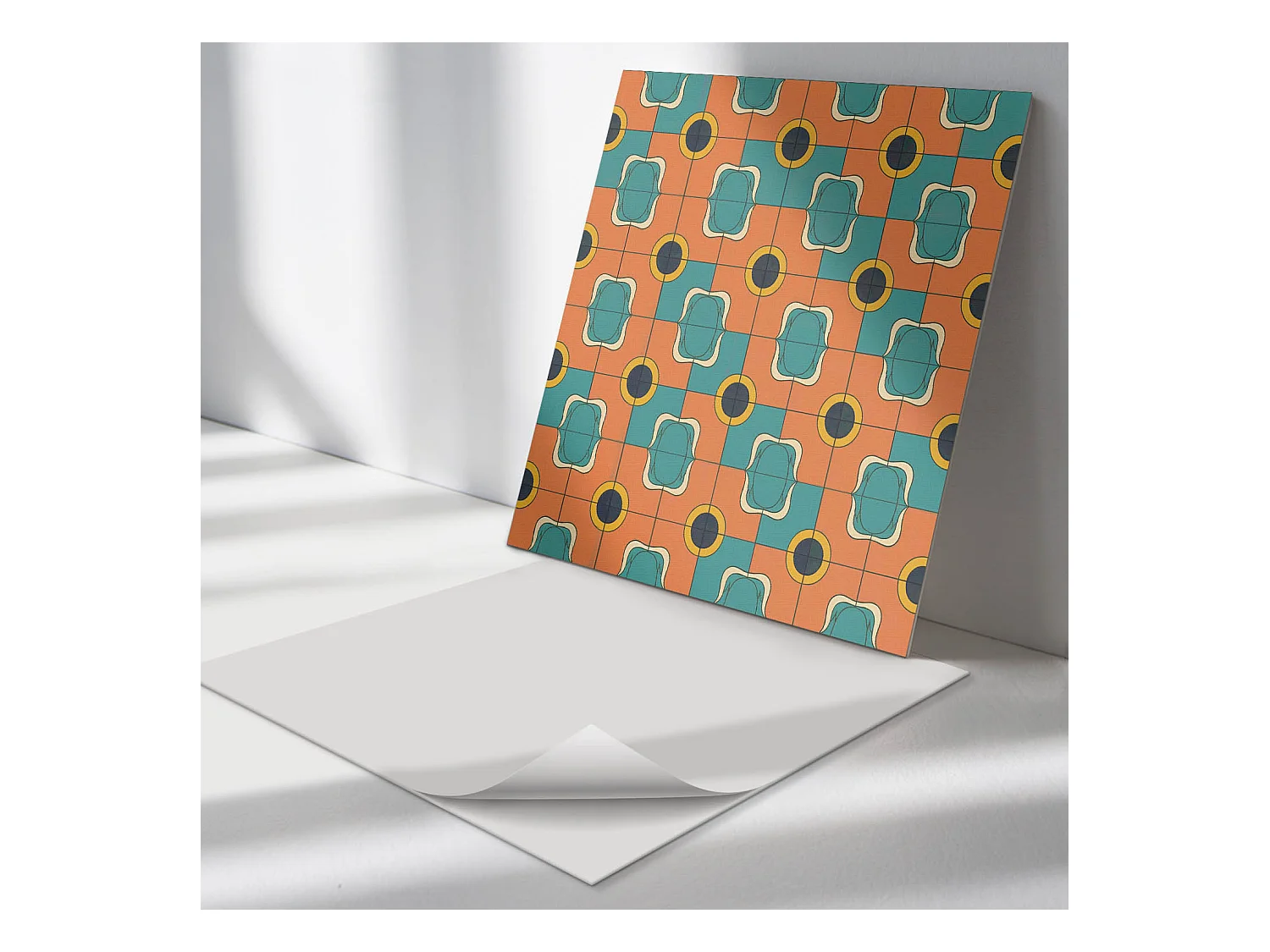 Wandpaneel selbstklebend, Wandverkleidung innen - 4 x 50 x 50 cm - Abstraktes geometrisches Muster