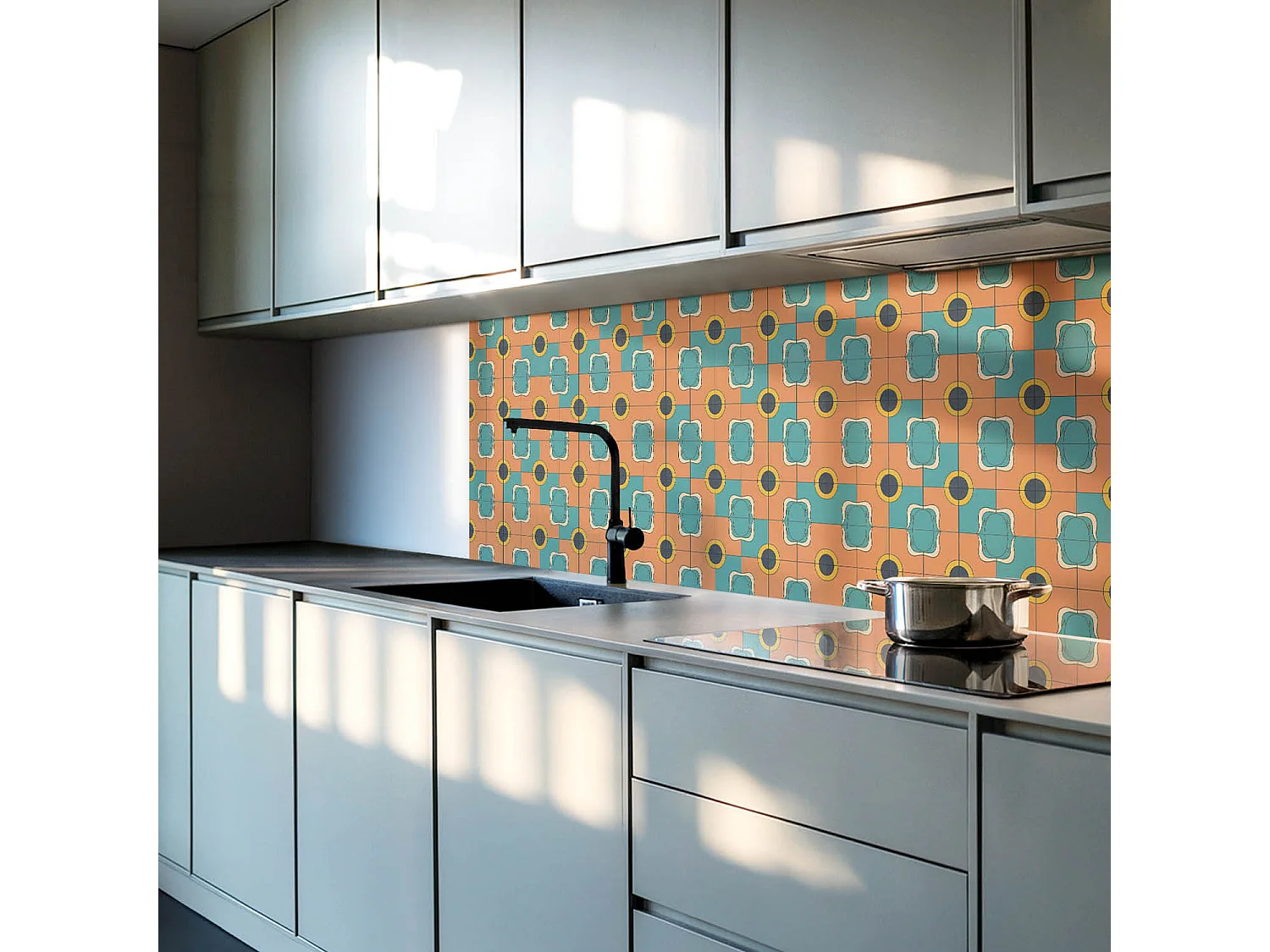 Wandpaneel selbstklebend, Wandverkleidung innen - 4 x 50 x 50 cm - Abstraktes geometrisches Muster