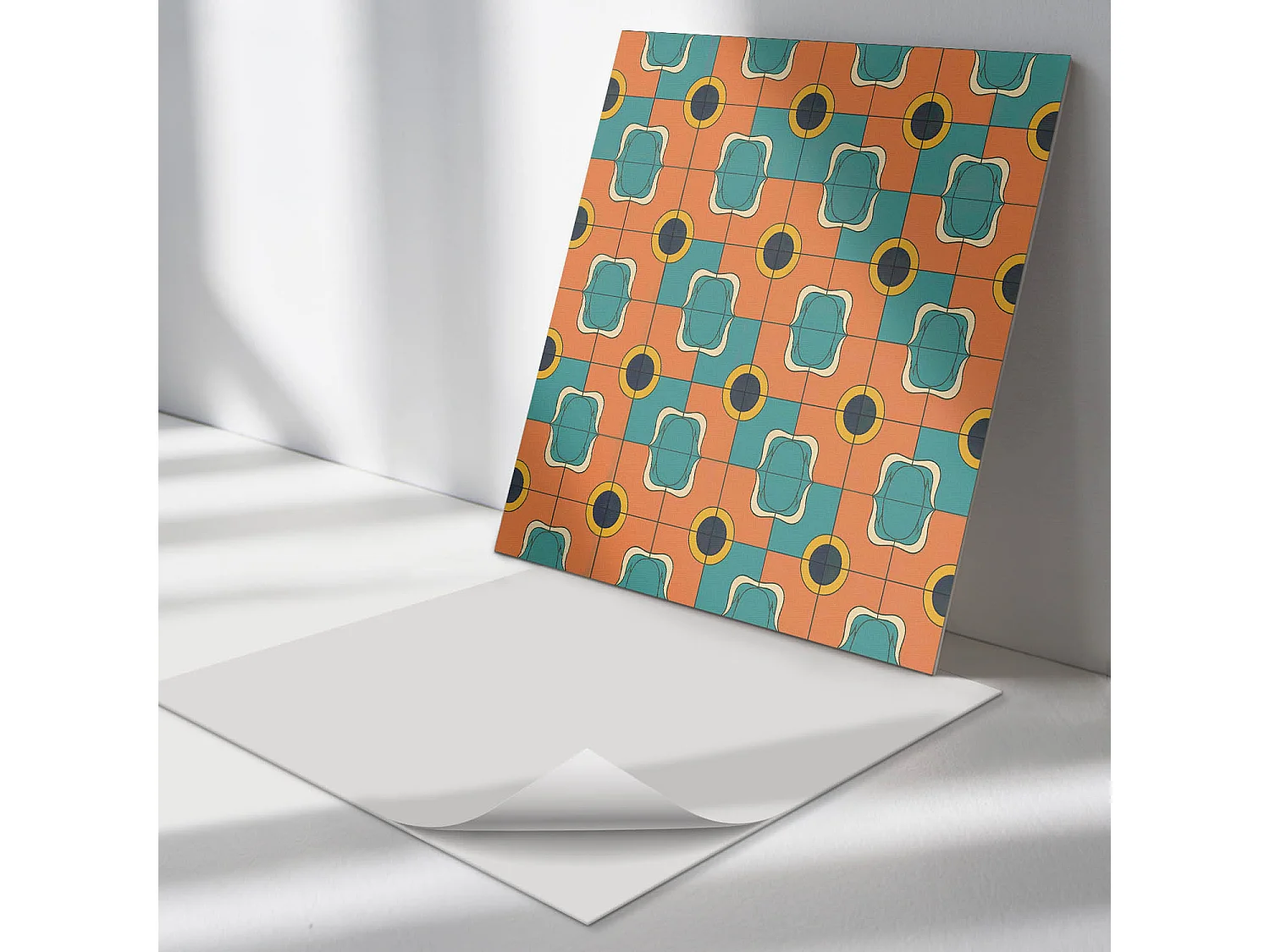 Panneaux muraux autocollants en vinyle imperméable - 4 x 50 x 50 cm - Motif géométrique abstrait