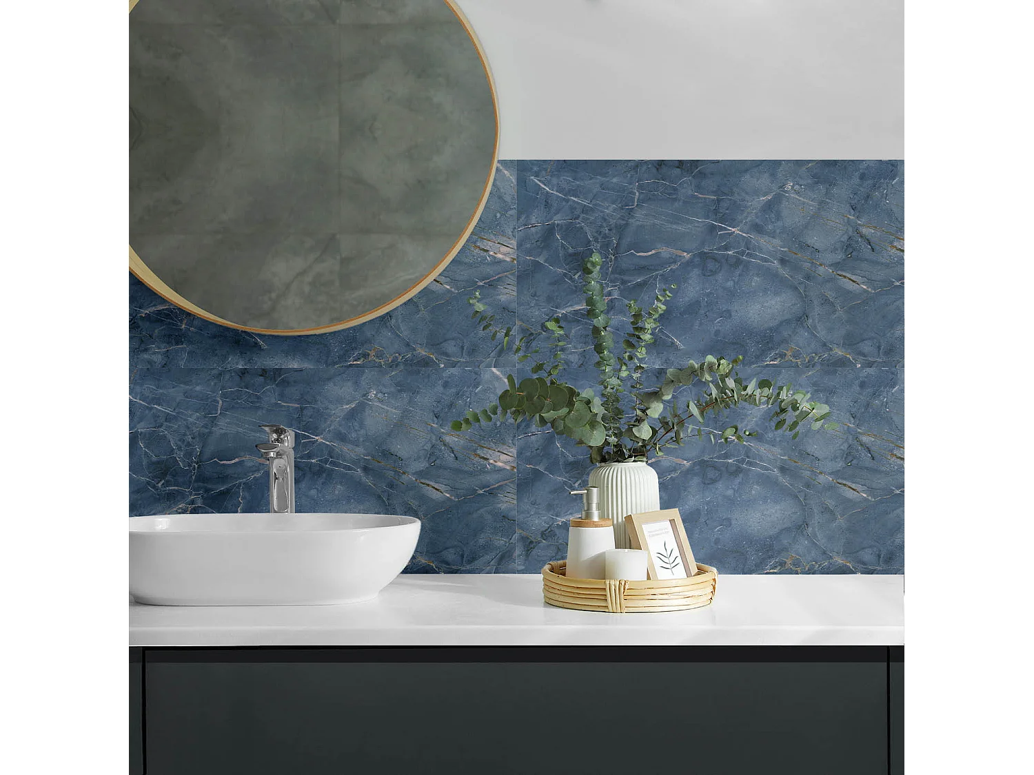 Panneaux muraux autocollants en vinyle imperméable - 6x60x30 cm - Motif en pierre naturelle