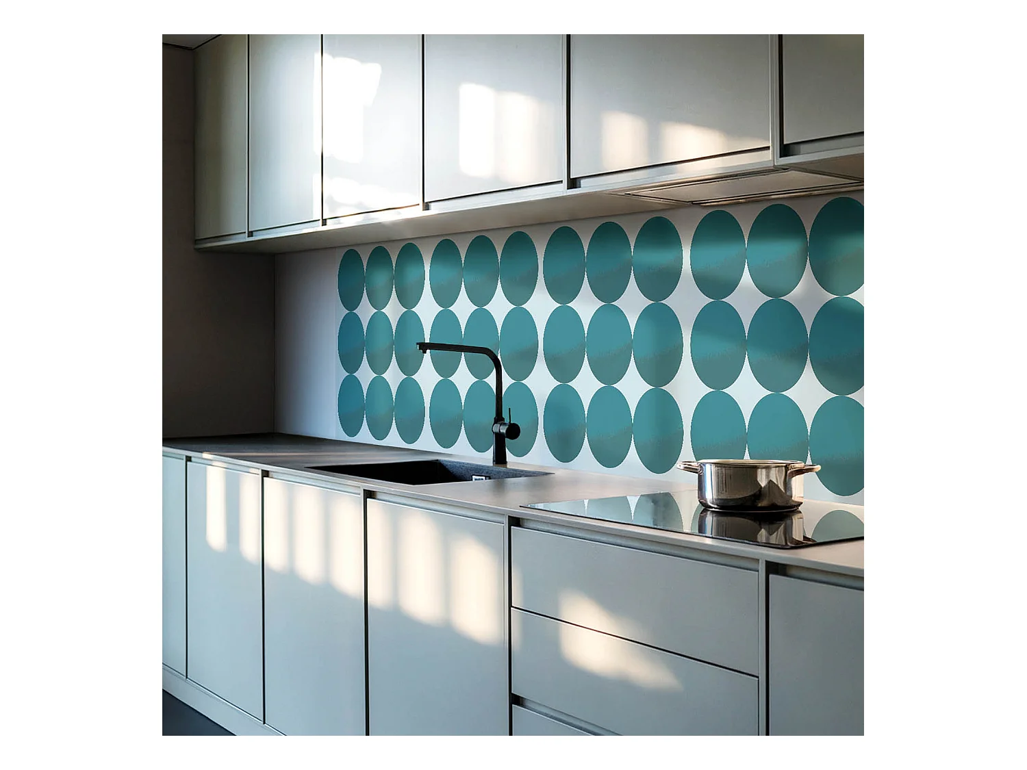 PVC wandpaneel, Vinyl wandverkleidung selbstklebend- 120x60 cm - Anordnung von Kreisen in einem Raster