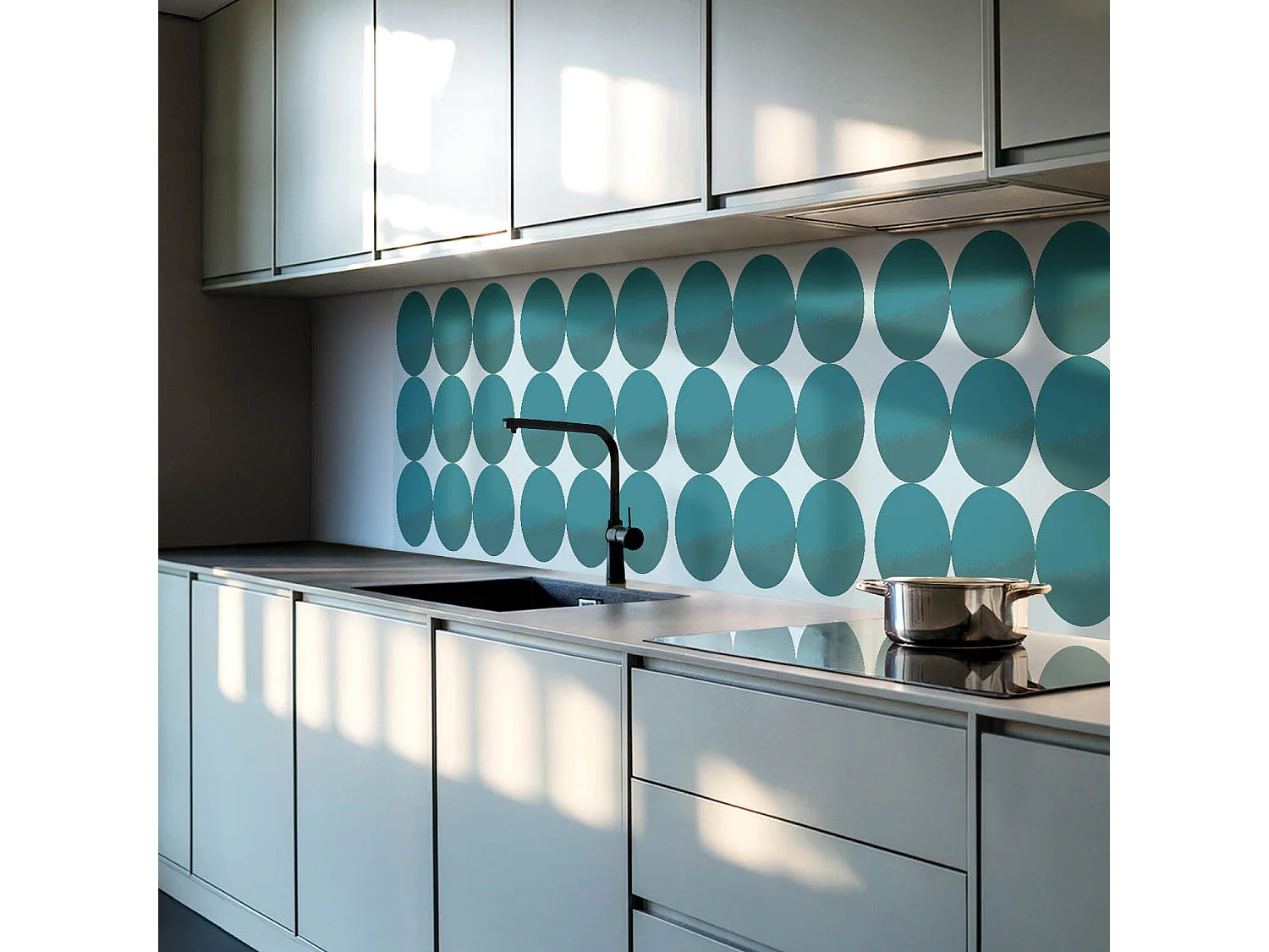 PVC wandpaneel, Vinyl wandverkleidung selbstklebend- 120x60 cm - Anordnung von Kreisen in einem Raster