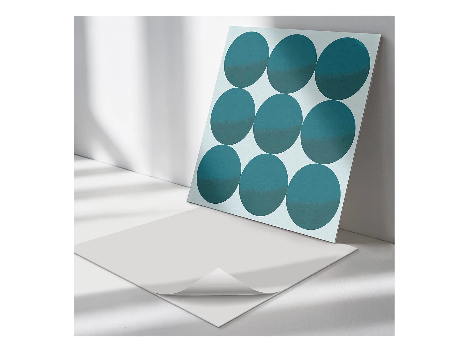 Wandpaneel selbstklebend, Wandverkleidung innen - 4 x 50 x 50 cm - Anordnung von Kreisen in einem Raster