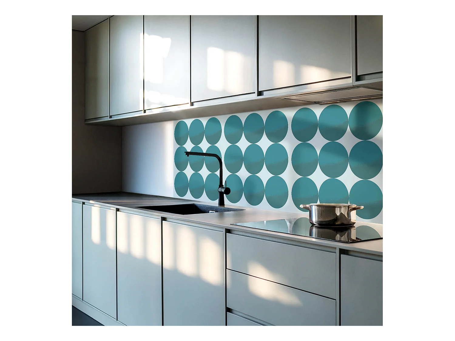 Wandpaneel selbstklebend, Wandverkleidung innen - 4 x 50 x 50 cm - Anordnung von Kreisen in einem Raster