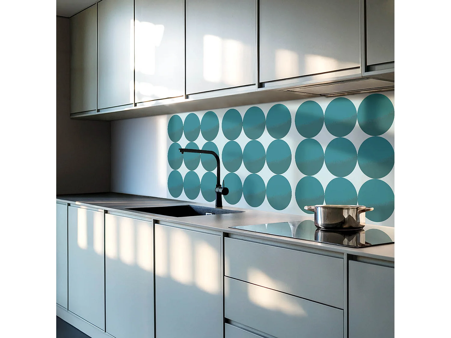 Wandpaneel selbstklebend, Wandverkleidung innen - 4 x 50 x 50 cm - Anordnung von Kreisen in einem Raster