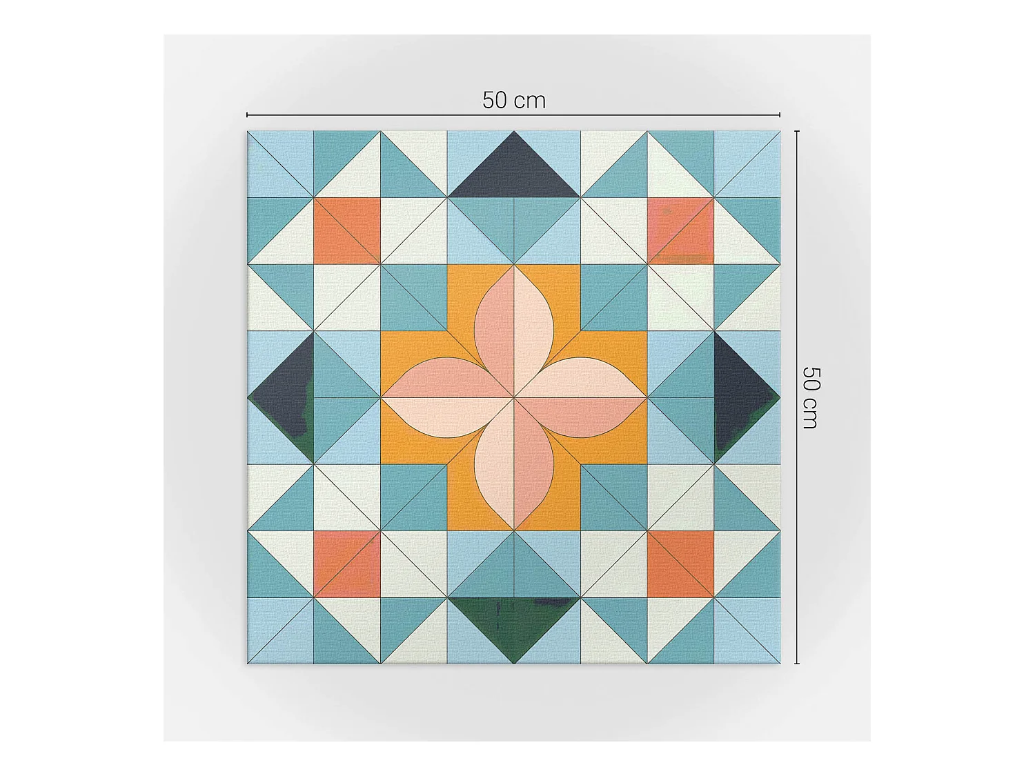 Wandpaneel selbstklebend, Wandverkleidung innen - 4 x 50 x 50 cm - Geometrisches Muster mit einer Blume