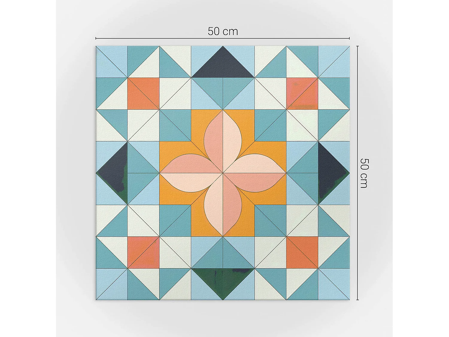 Panneaux muraux autocollants en vinyle imperméable - 4 x 50 x 50 cm - Motif géométrique avec une fleur
