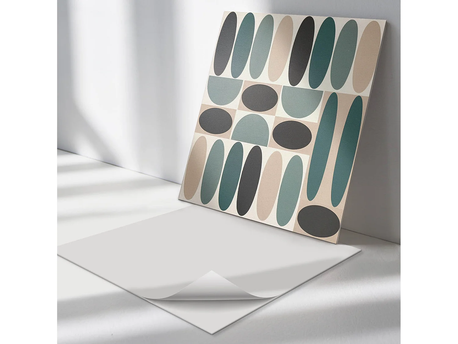 Panneaux muraux autocollants en vinyle imperméable - 4 x 50 x 50 cm - Modèle de formes ovales