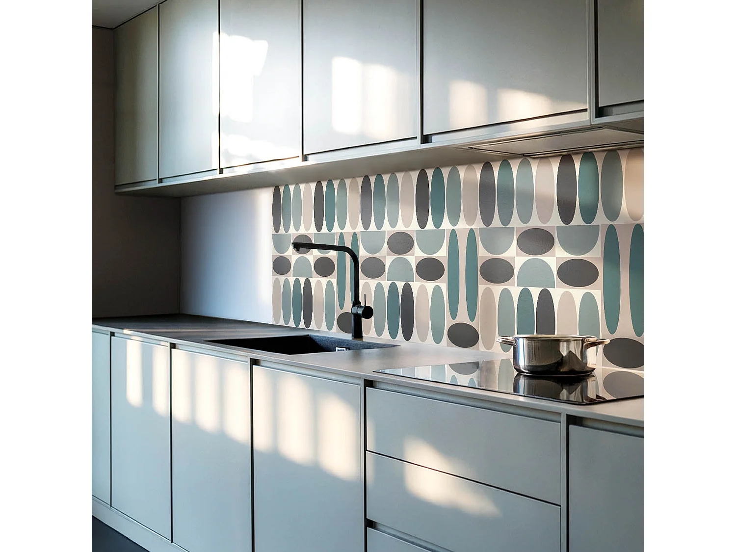 Panneaux muraux autocollants en vinyle imperméable - 4 x 50 x 50 cm - Modèle de formes ovales