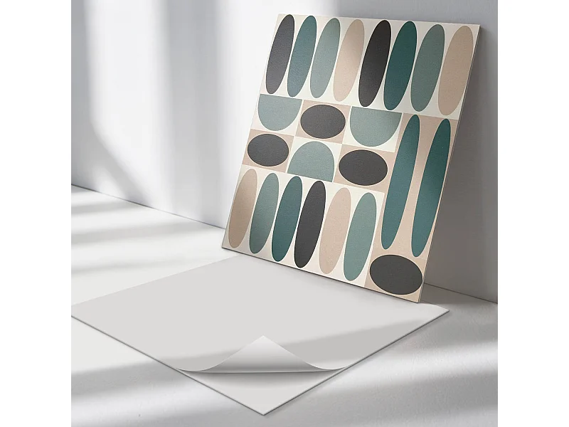 Wandpaneel selbstklebend, Wandverkleidung innen - 4 x 50 x 50 cm - Muster aus ovalen Formen