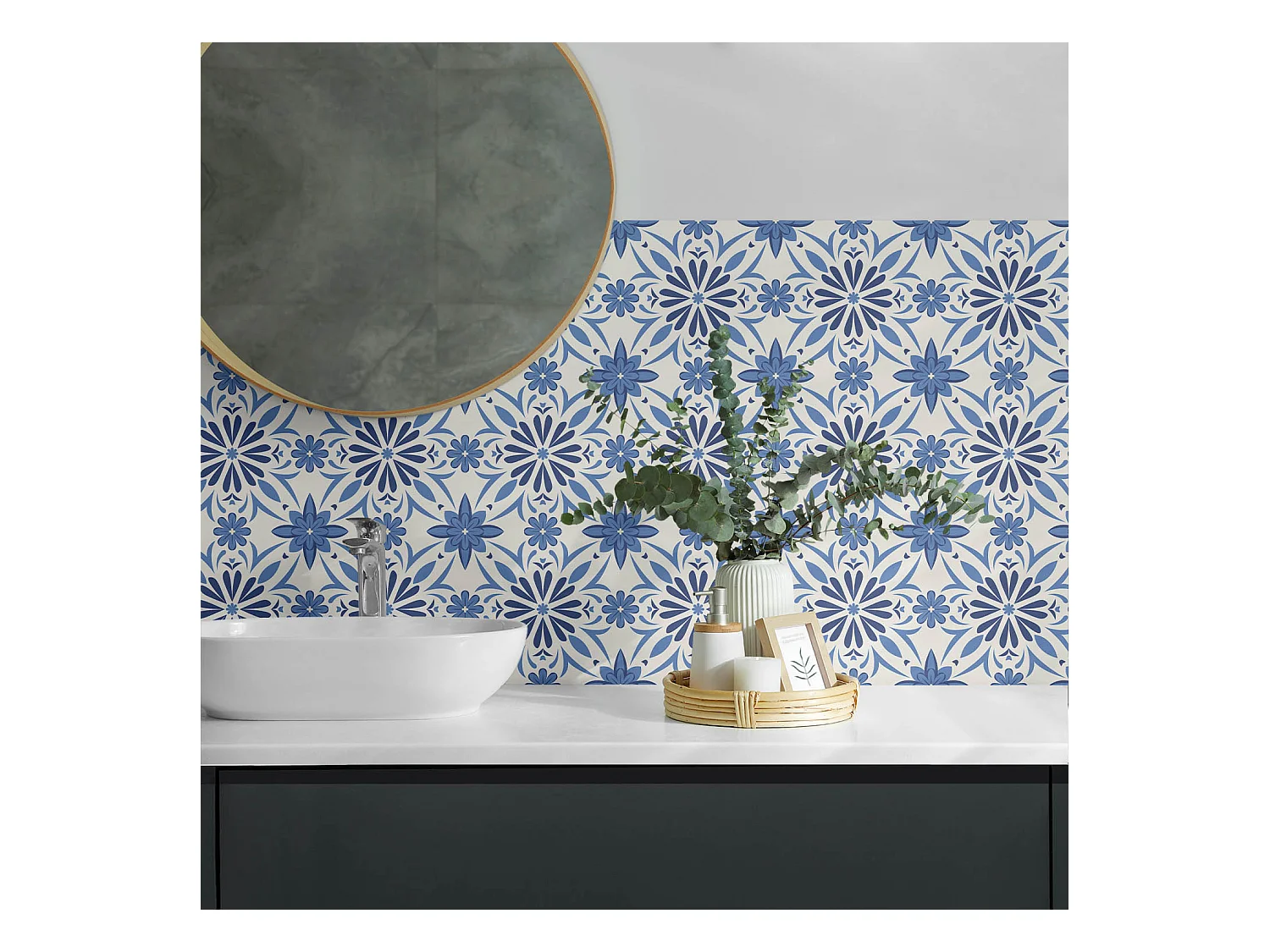 Wandpaneel selbstklebend, Wandverkleidung innen - 10x40x20 cm - Blumenmuster auf dem Hintergrund