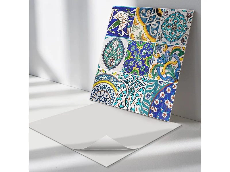 Wandpaneel selbstklebend, Wandverkleidung innen - 4 x 50 x 50 cm - Keramikmuster im Mosaik