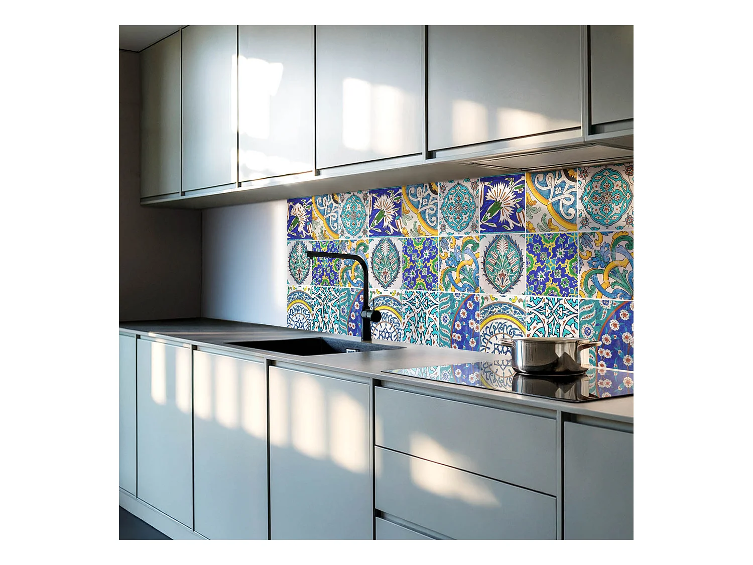 Wandpaneel selbstklebend, Wandverkleidung innen - 4 x 50 x 50 cm - Keramikmuster im Mosaik