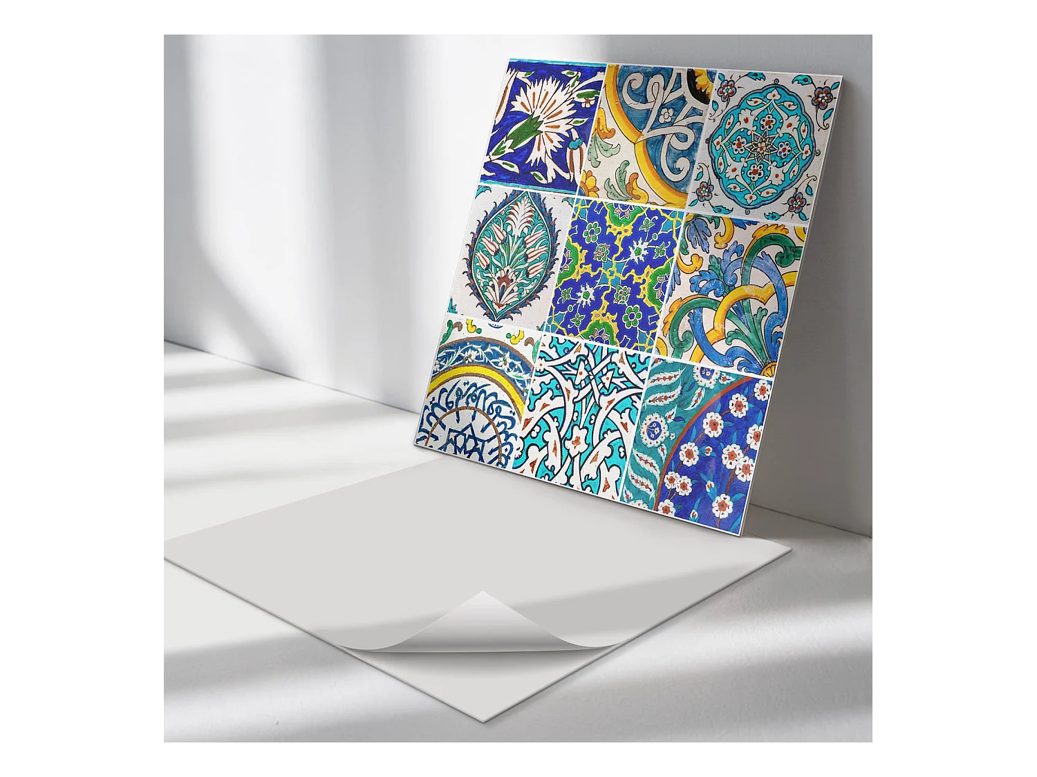 Panneaux muraux autocollants en vinyle imperméable - 4 x 50 x 50 cm - Motifs céramiques en mosaïque