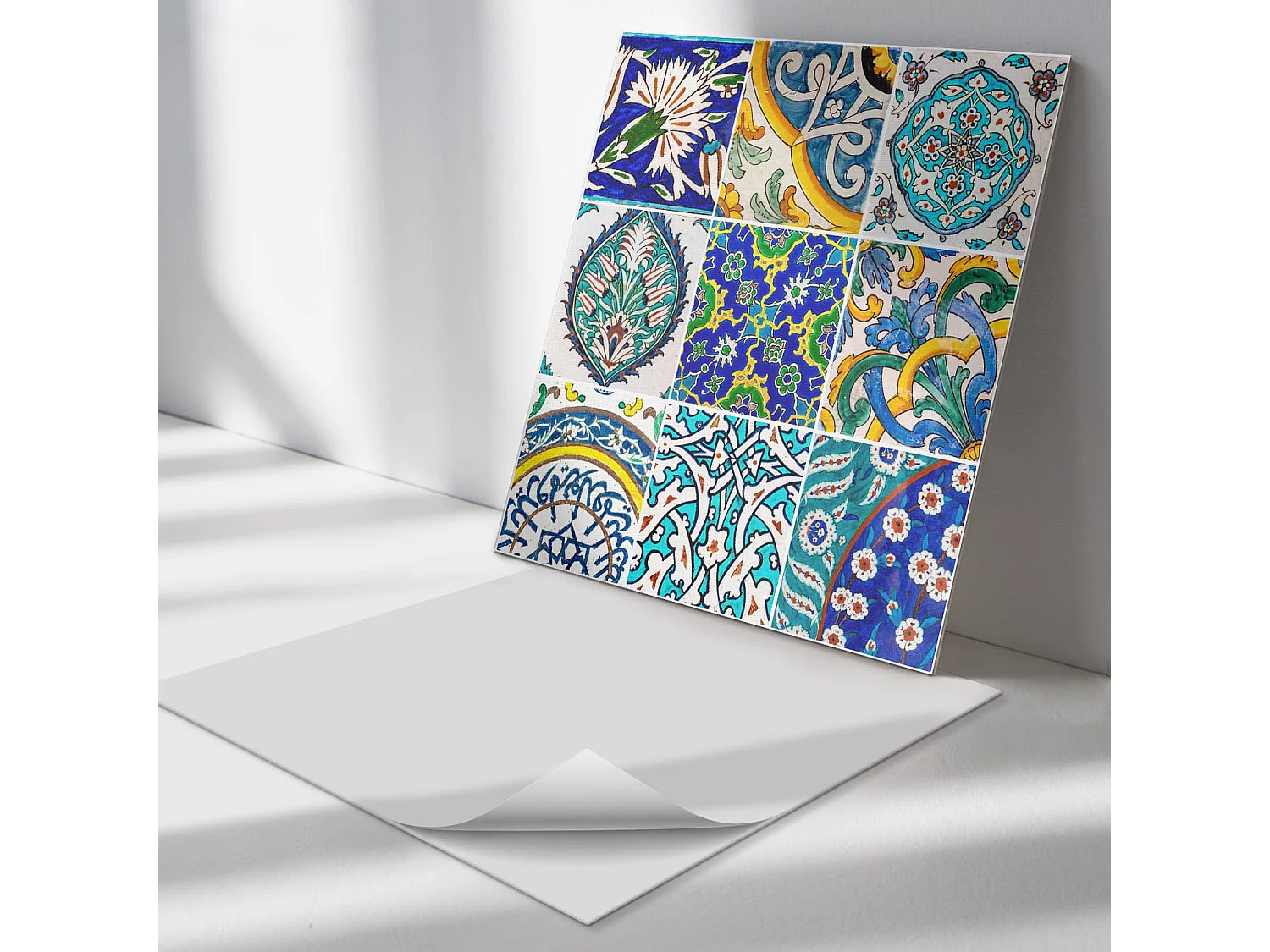 Panneaux muraux autocollants en vinyle imperméable - 4 x 50 x 50 cm - Motifs céramiques en mosaïque