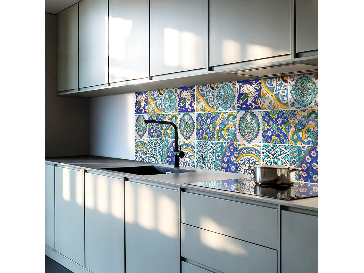 Panneaux muraux autocollants en vinyle imperméable - 4 x 50 x 50 cm - Motifs céramiques en mosaïque