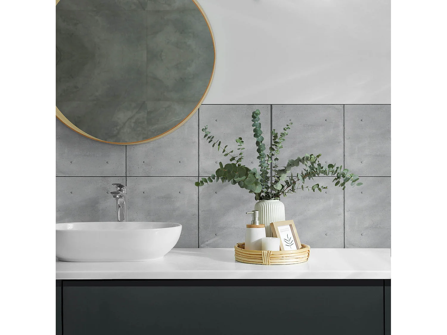 Wandpaneel selbstklebend, Wandverkleidung innen - 100x50 cm - Rohe Betonstruktur