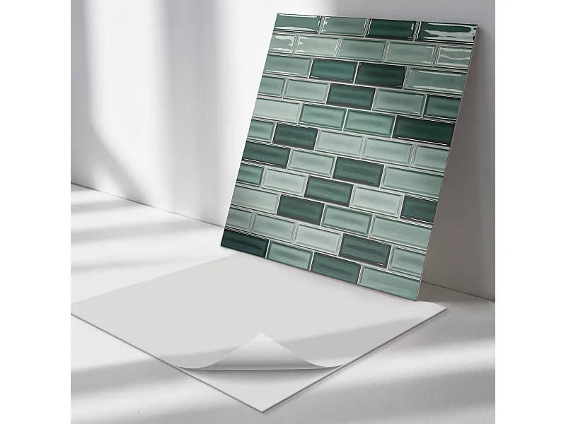 Wandpaneel selbstklebend, Wandverkleidung innen - 4 x 50 x 50 cm - Rechteckiges Mosaik in Farbtönen