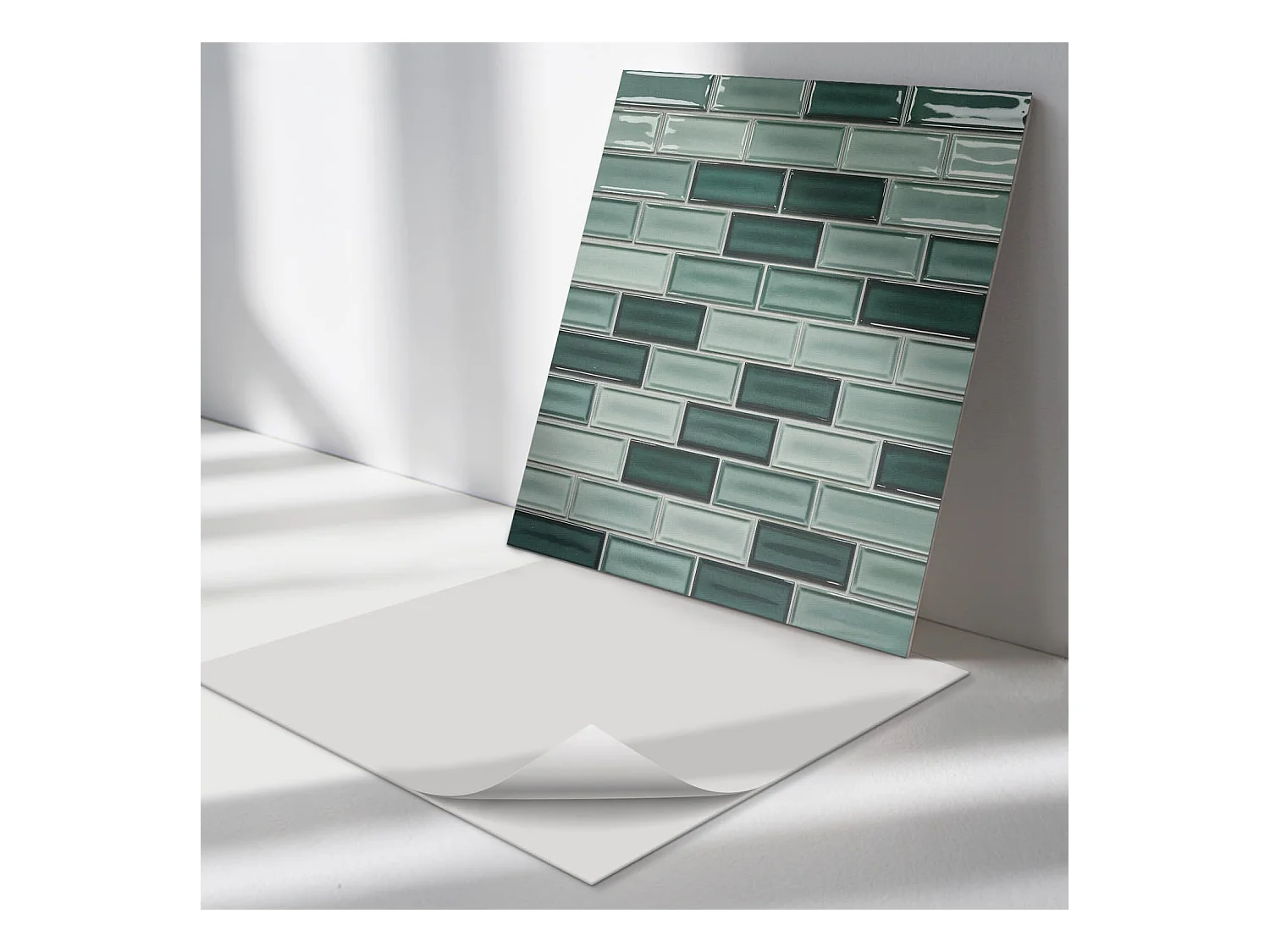 Panneaux muraux autocollants en vinyle imperméable - 4 x 50 x 50 cm - Mosaïque rectangulaire en nuances