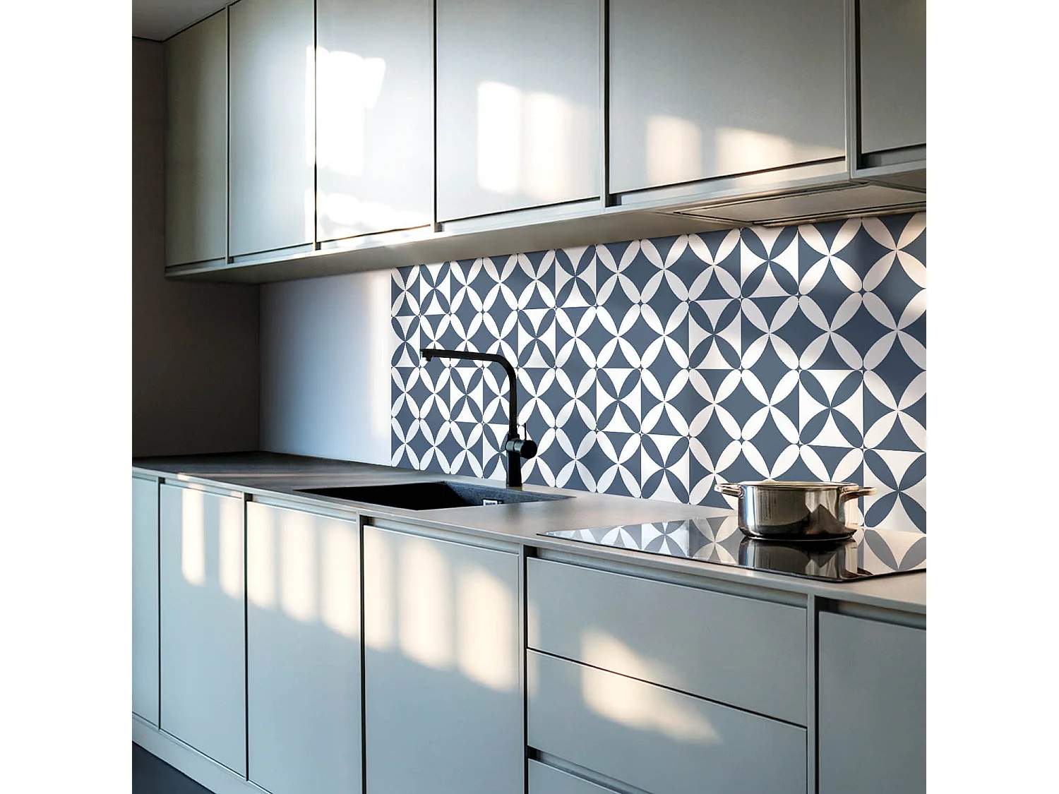 Wandpaneel selbstklebend, Wandverkleidung innen - 4 x 50 x 50 cm - Geometrisches Blumenmuster