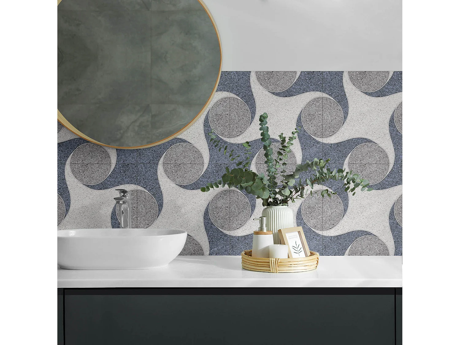 Wandpaneel selbstklebend, Wandverkleidung innen - 6x60x30 cm - Abstraktes Mosaikmuster