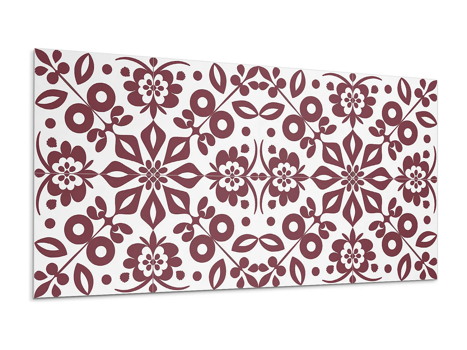 Panneaux muraux autocollants en vinyle imperméable - 10x40x20 cm - Motif floral avec des feuilles