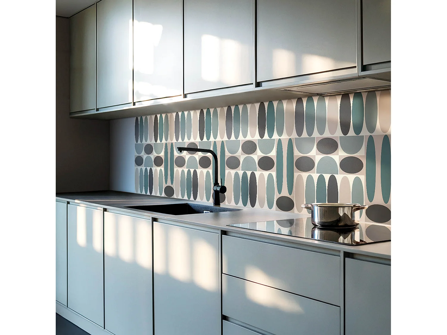 Wandpaneel selbstklebend, Wandverkleidung innen - 100x50 cm - Muster aus ovalen Formen