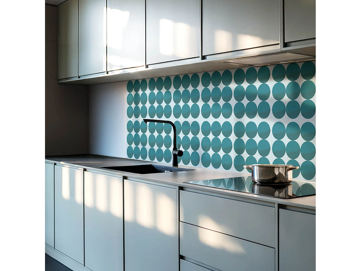 Wandpaneel selbstklebend, Wandverkleidung innen - 6x60x30 cm - Anordnung von Kreisen in einem Raster