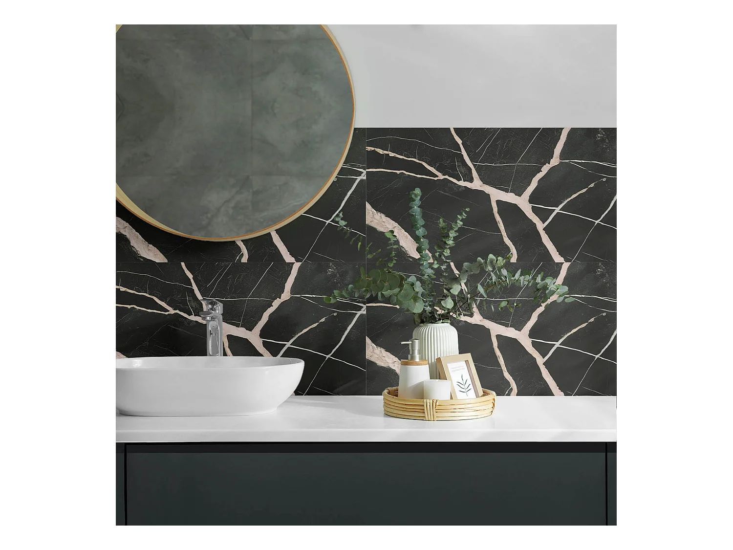 Wandpaneel selbstklebend, Wandverkleidung innen - 6x60x30 cm - Elegantes Marmormuster