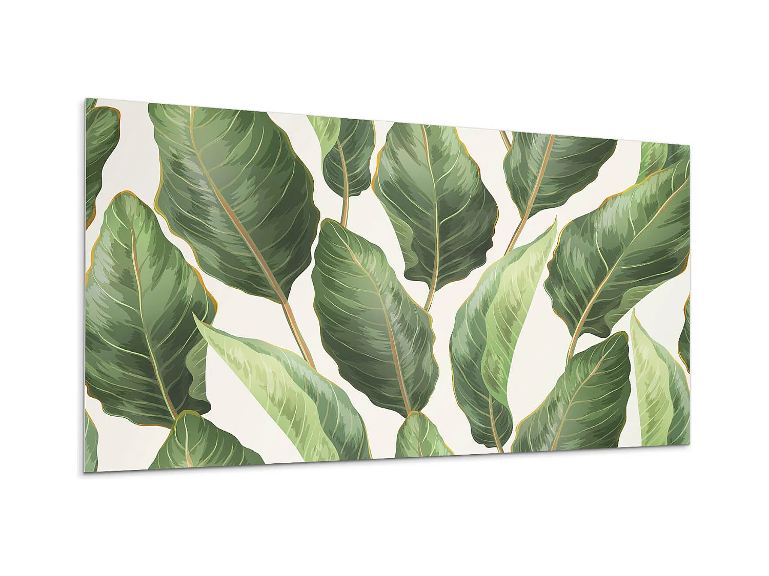 Panneaux muraux autocollants en vinyle imperméable - 100x50 cm - Feuilles de style tropical