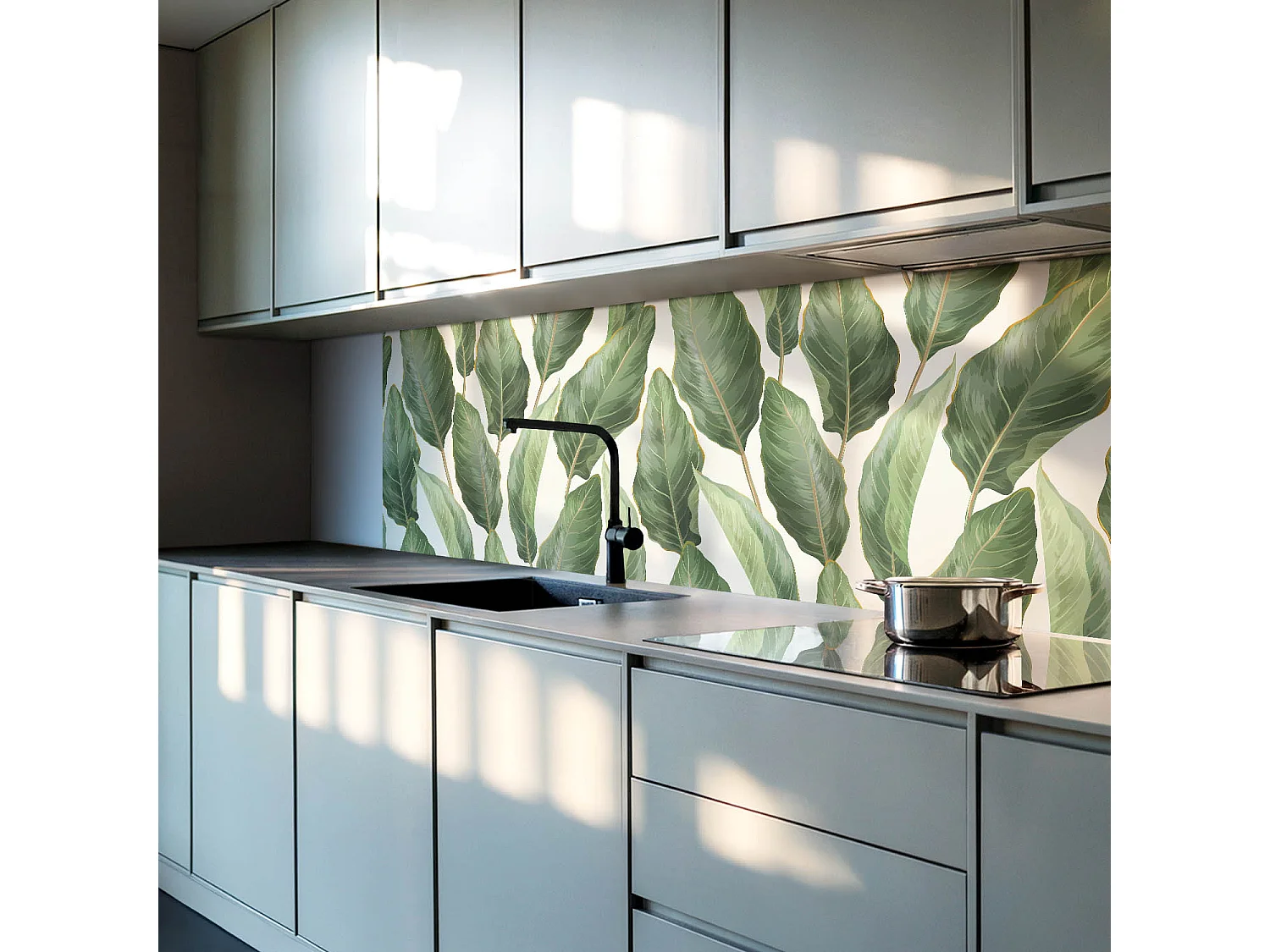 Panneaux muraux autocollants en vinyle imperméable - 100x50 cm - Feuilles de style tropical