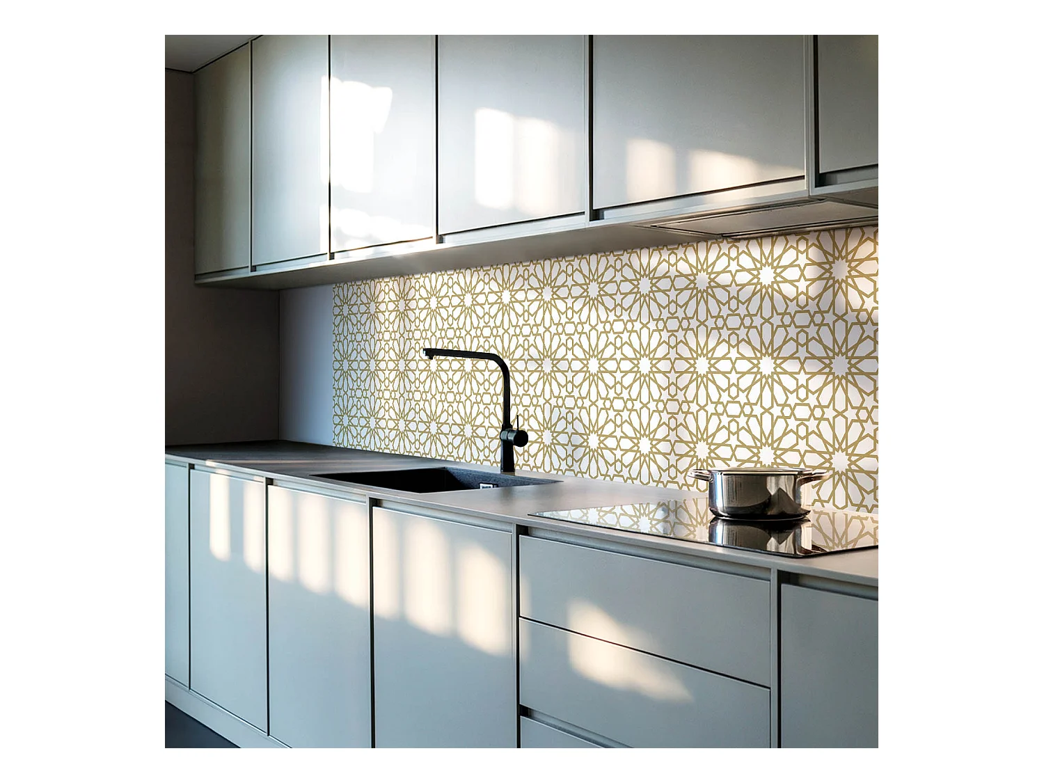 Panneaux muraux autocollants en vinyle imperméable - 100x50 cm - Motif géométrique avec étoiles