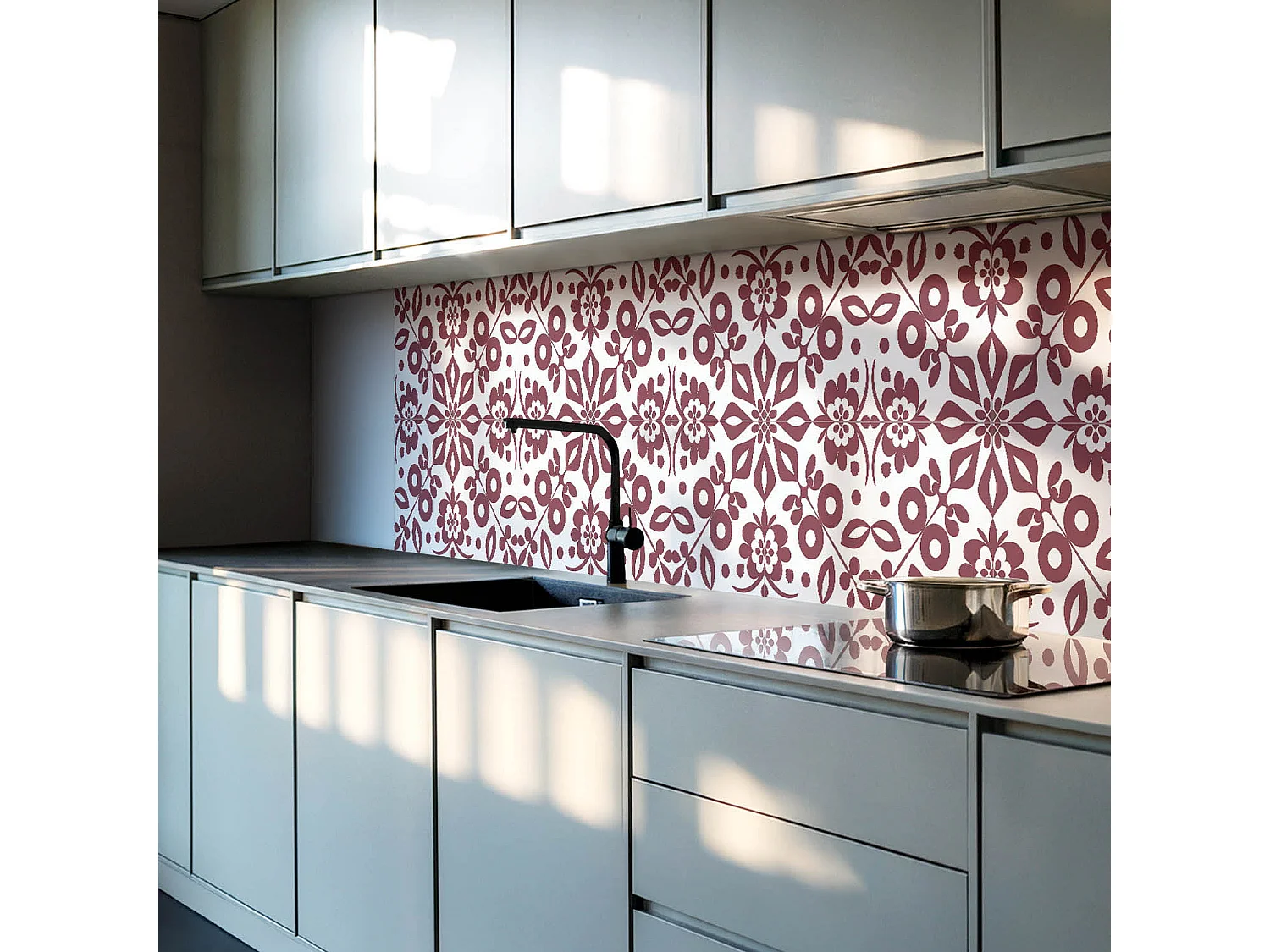 Panneaux muraux autocollants en vinyle imperméable - 120x60 cm - Motif floral avec des feuilles