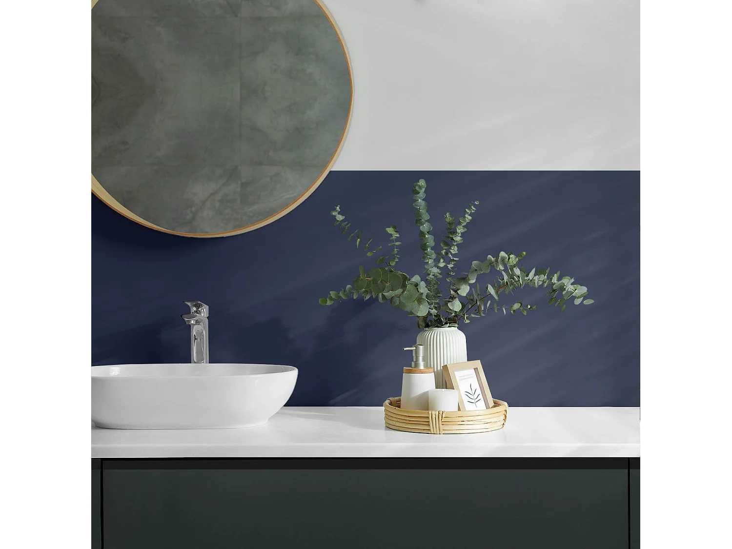 Wandpaneel selbstklebend, Wandverkleidung innen - 100x50 cm - Dunkle marineblaue Farbe