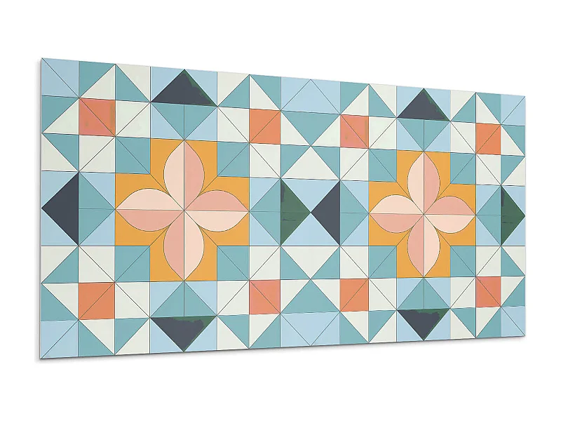 Panneaux muraux autocollants en vinyle imperméable - 120x60 cm - Motif géométrique avec une fleur