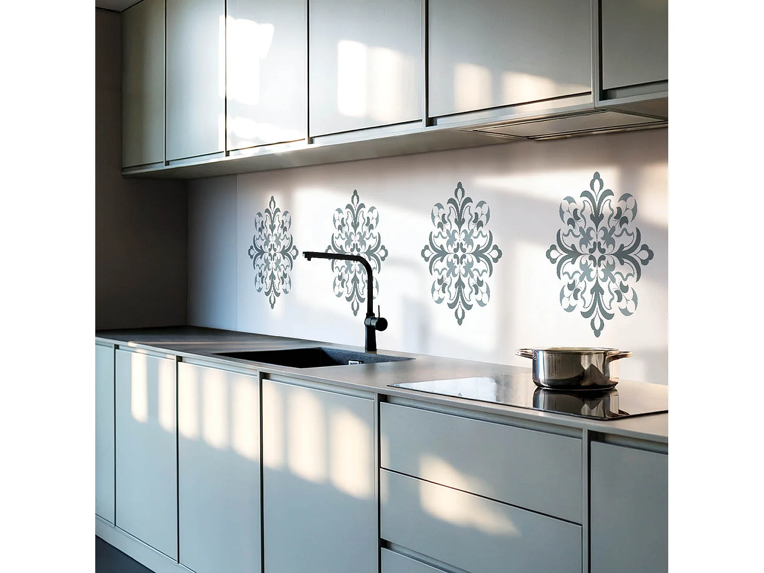 Panneaux muraux autocollants en vinyle imperméable - 120x60 cm - Motif floral en symétrie