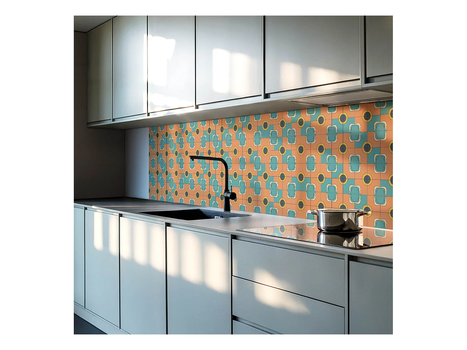 Wandpaneel selbstklebend, Wandverkleidung innen - 100x50 cm - Abstraktes geometrisches Muster