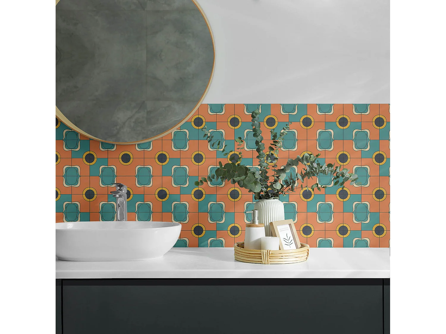 Wandpaneel selbstklebend, Wandverkleidung innen - 100x50 cm - Abstraktes geometrisches Muster