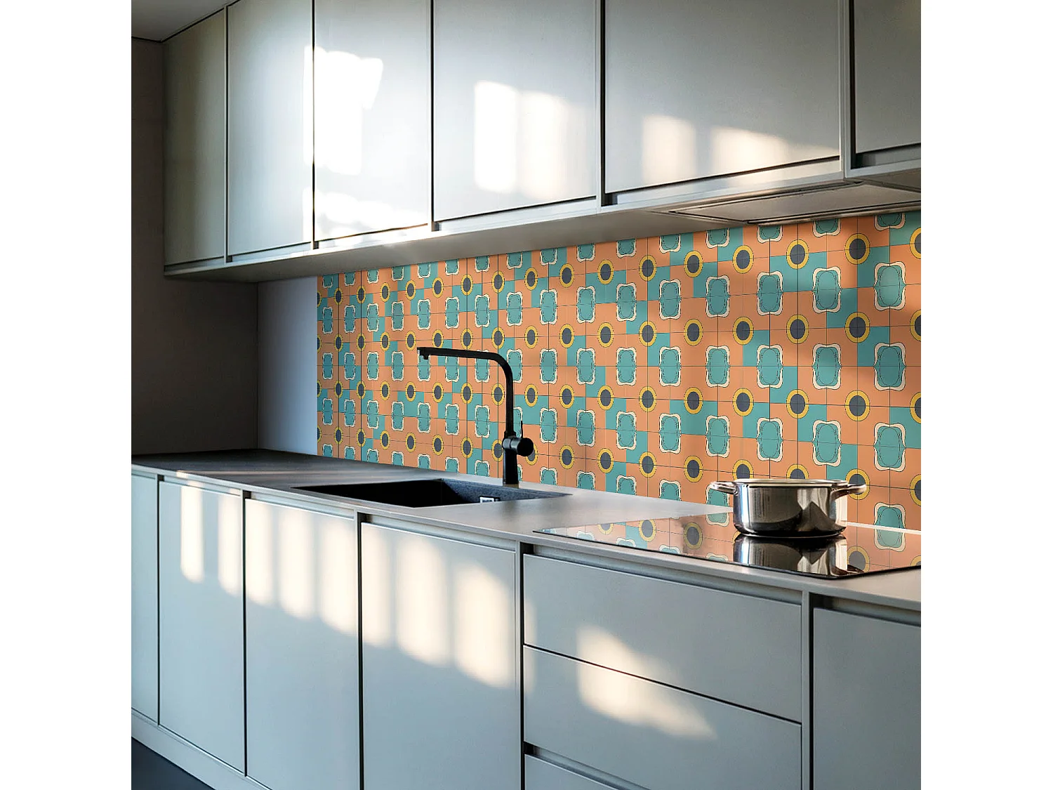 Panneaux muraux autocollants en vinyle imperméable - 100x50 cm - Motif géométrique abstrait