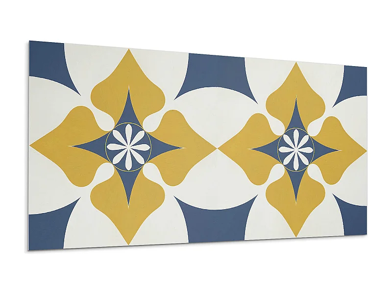 Wandpaneel selbstklebend, Wandverkleidung innen - 100x50 cm - Blumenmuster mit Symmetrie