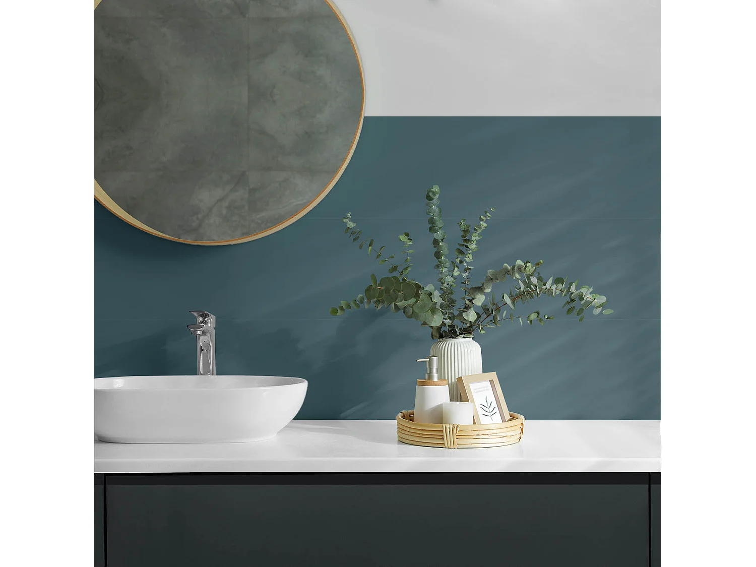 Panneaux muraux autocollants en vinyle imperméable - 10x40x20 cm - Couleur Sarcelle foncé