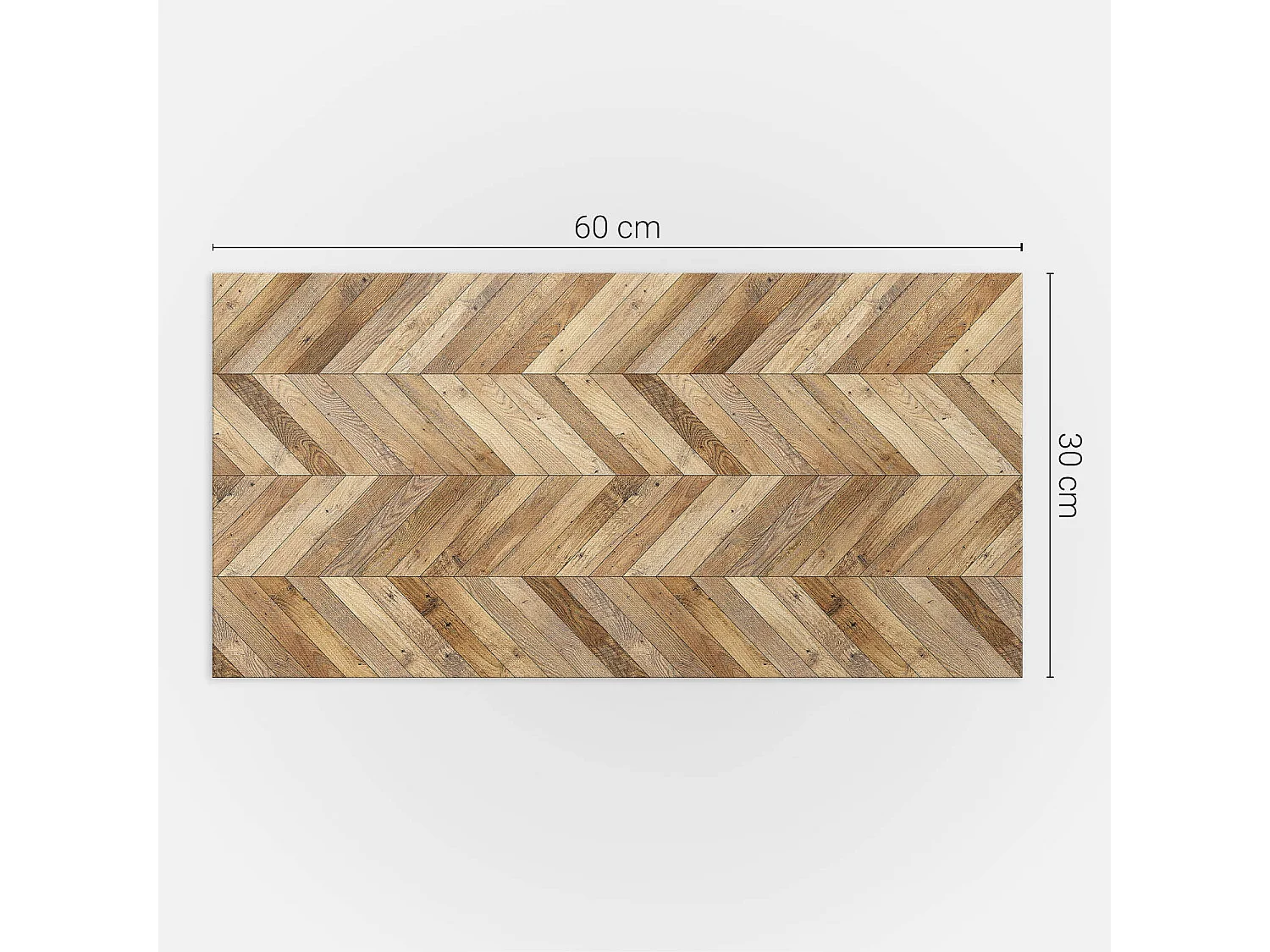 Wandpaneel selbstklebend, Wandverkleidung innen - 6x60x30 cm - Fischgrätenmuster aus Holz