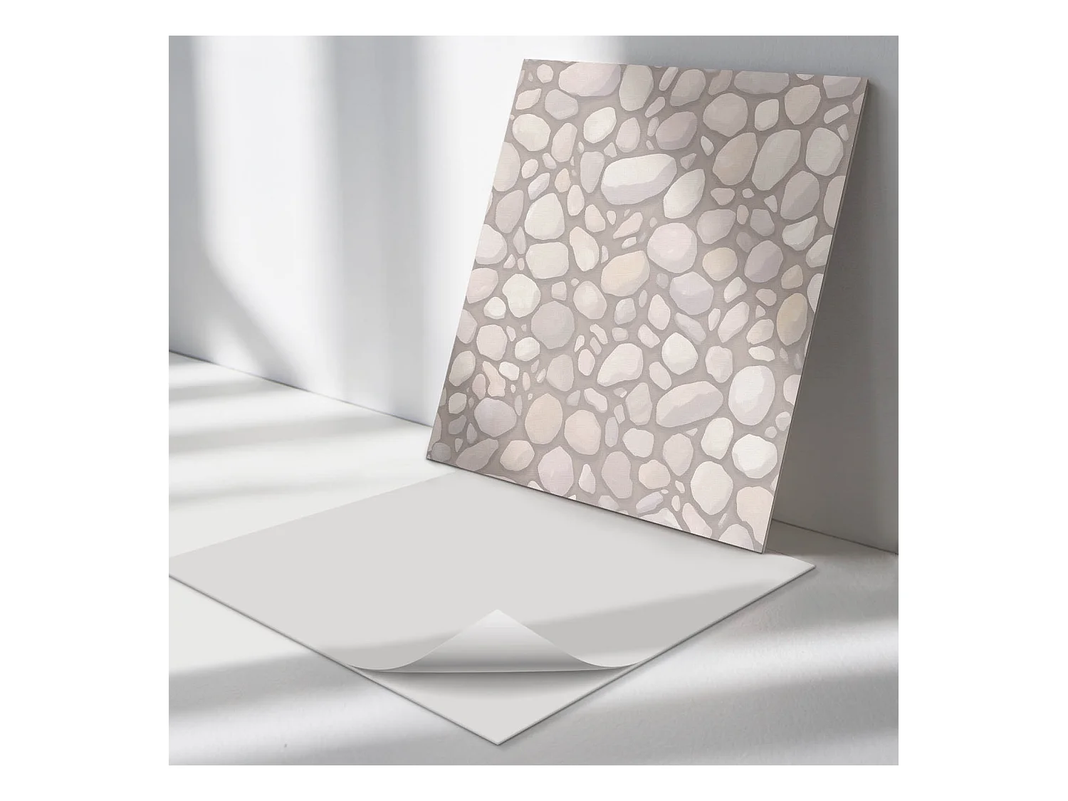 Panneaux muraux autocollants en vinyle imperméable - 4 x 50 x 50 cm - Motif en pierre naturelle