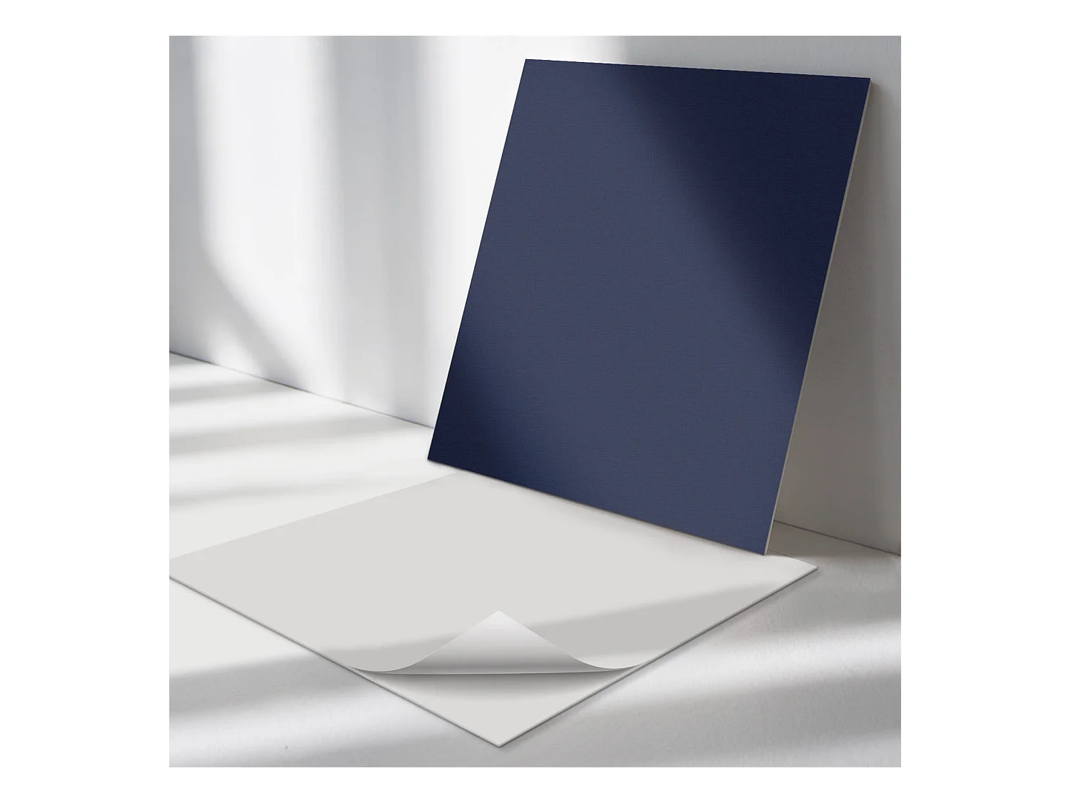 Panneaux muraux autocollants en vinyle imperméable - 4 x 50 x 50 cm - Couleur bleu marine foncé