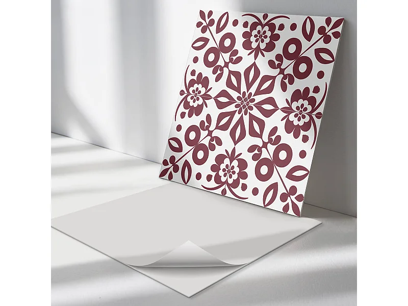 Wandpaneel selbstklebend, Wandverkleidung innen - 4 x 50 x 50 cm - Blumenmuster mit Blättern