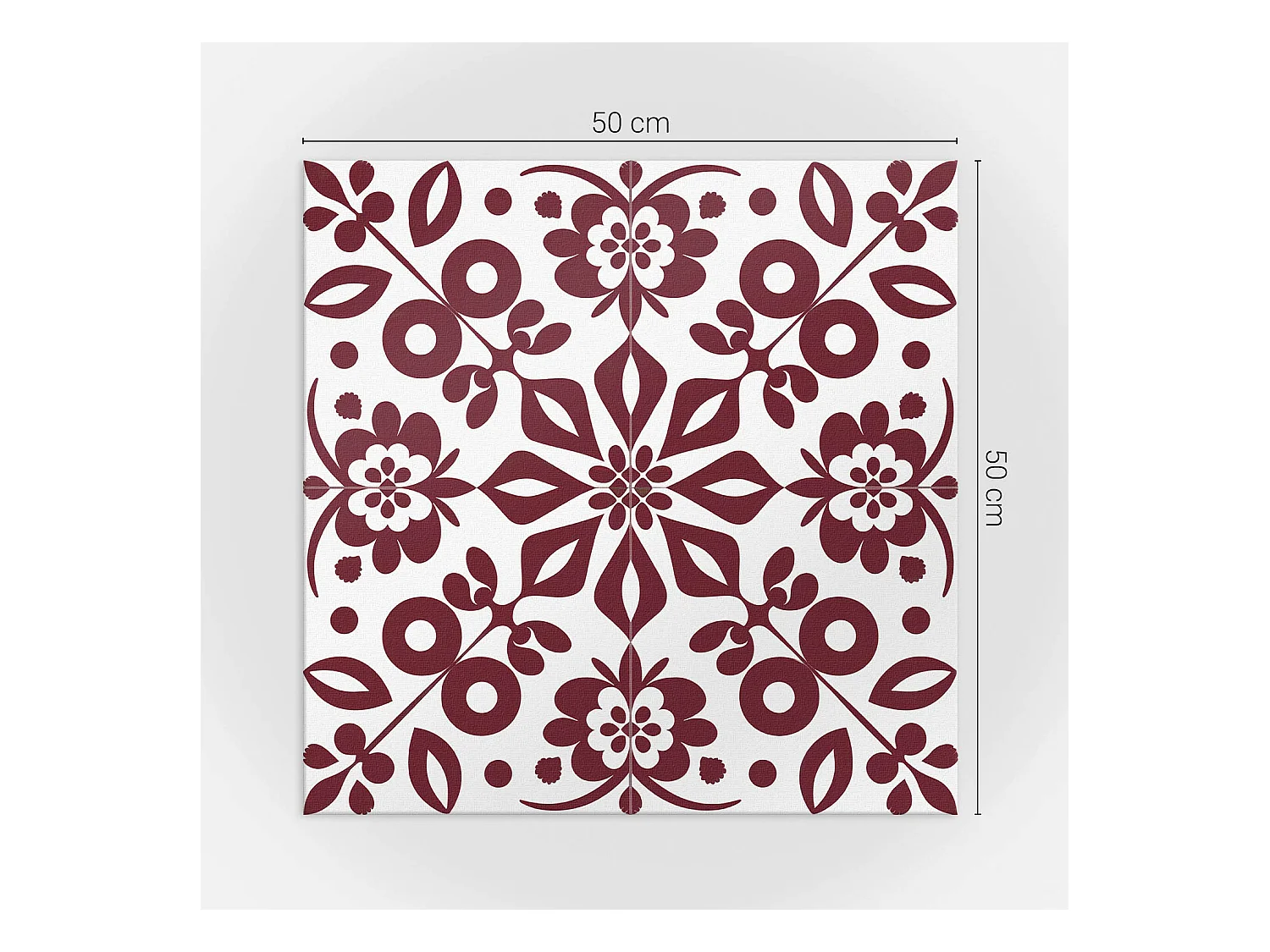 Wandpaneel selbstklebend, Wandverkleidung innen - 4 x 50 x 50 cm - Blumenmuster mit Blättern